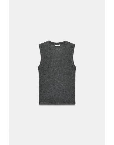 자라 골지 라운드넥 민소매 탑 1044/627/812 GREY MARL
