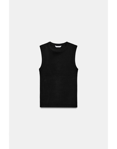 자라 골지 라운드넥 민소매 탑 1044/627/800 BLACK