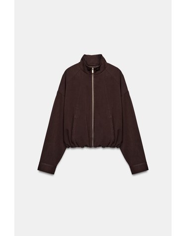 자라 하이넥 집업 봄버 자켓 8372/254/700 BROWN