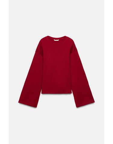 자라 슬림핏 수피마 와이드 긴팔 티셔츠 3431/641/641 DARK RED