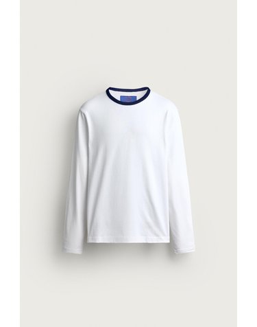 자라 0FR. PARIS X ZARA 컨트라스트 립 라운드넥 긴팔 티셔츠 0722/344/052 LIGHT BEIGE