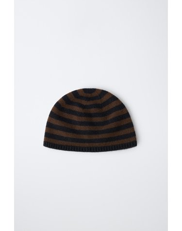 자라 0FR. PARIS X ZARA 캐시미어 스트라이프 필박스 비니 1023/279/099 BLACK / BROWN