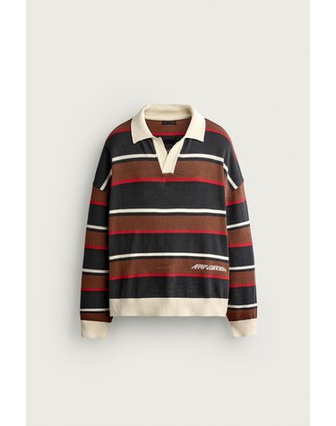 자라 스트라이프 니트 긴팔 폴로셔츠 4938/309/807 ANTHRACITE GREY