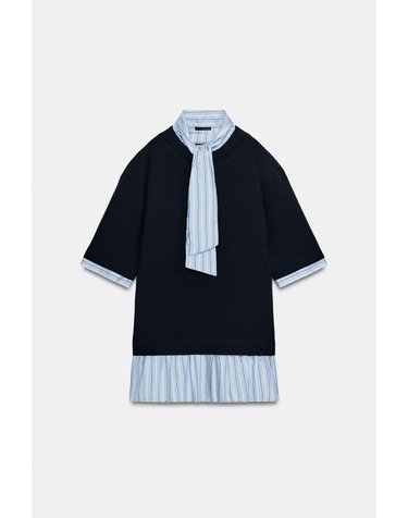 자라 리본넥 반팔 미니 원피스 5029/207/401 NAVY BLUE