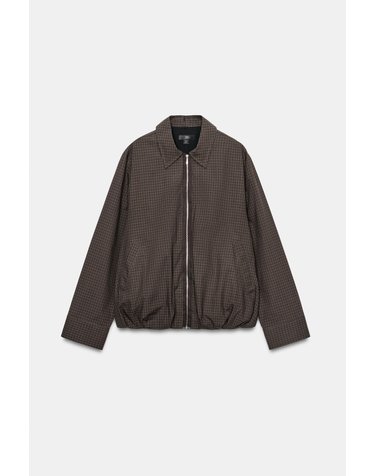 자라 체크 코튼 집업 봄버 자켓 1358/869/700 BROWN