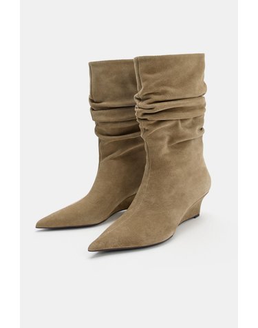 자라 스웨이드 웨지힐 미들 부츠 2108/810/117 CAMEL BROWN