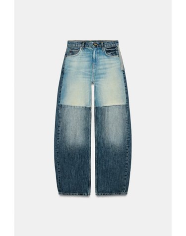자라 커브드 패치워크 와이드 청바지 4001/255/400 BLUE