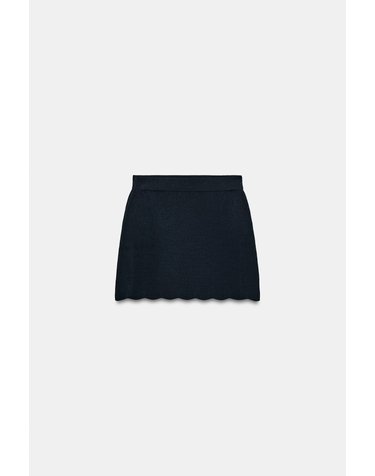 자라 웨이비 헴 니트 미니 스커트 1822/012/401 NAVY BLUE
