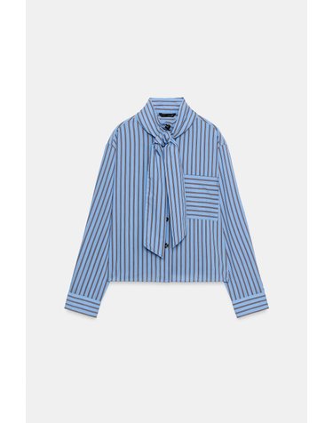 자라 스트라이프 타이넥 긴팔 셔츠 5029/216/049 BROWN-BLUE
