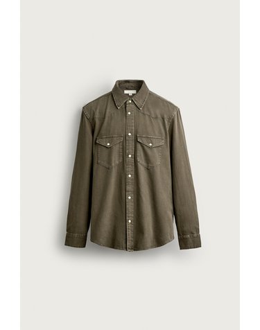 자라 레귤러핏 웨스턴 데님 긴팔 셔츠 6987/370/505 KHAKI