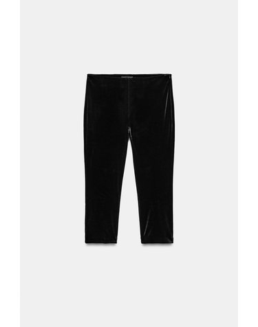 자라 벨벳 카프리 크롭 팬츠 5070/496/800 BLACK