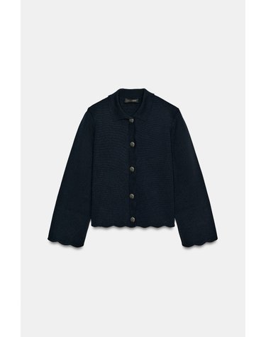 자라 웨이비 헴 버튼 긴팔 가디건 1822/011/401 NAVY BLUE