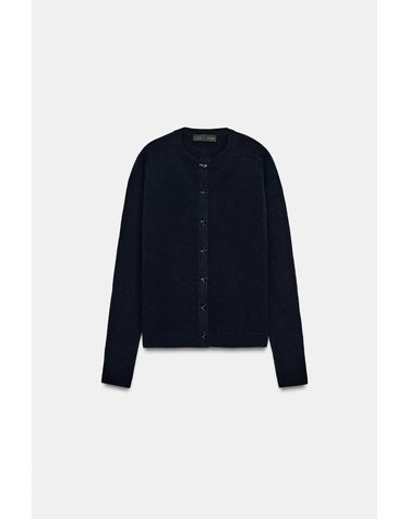 자라 100% 울 라운드넥 버튼 가디건 2893/102/401 NAVY BLUE