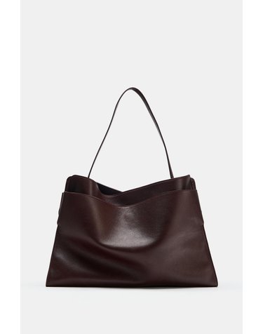 자라 레더 포켓 맥시 토트백 6766/810/624 BURGUNDY RED