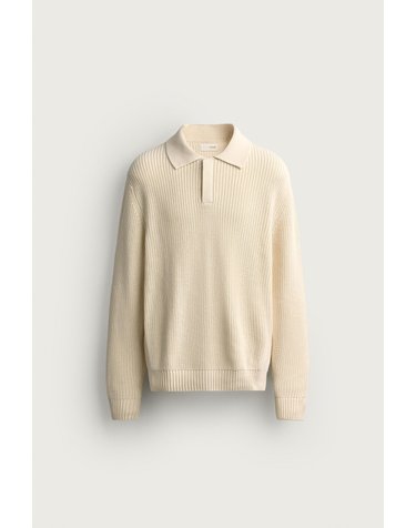 자라 레귤러핏 펄 니트 긴팔 폴로셔츠 3284/315/251 OYSTER-WHITE