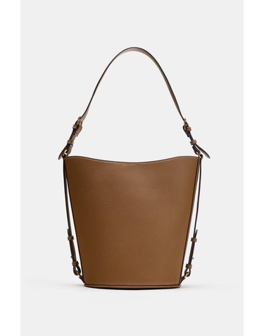 자라 스티치 메탈 버클 숄더백 6411/810/709 DARK TAN