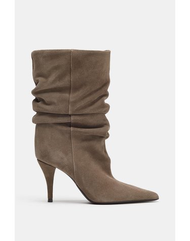 자라 스웨이드 셔링 스틸레토 힐 부츠 3109/810/131 TAUPE GREY