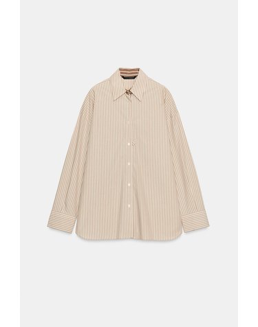 자라 오버사이즈 스트라이프 포플린 셔츠 7721/158/710 BEIGE