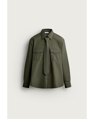 자라 릴렉스핏 타이 포켓 긴팔 셔츠 2692/792/505 KHAKI
