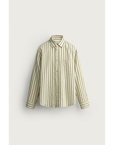 자라 스트라이프 릴렉스핏 긴팔 셔츠 2933/303/069 ECRU / GREEN