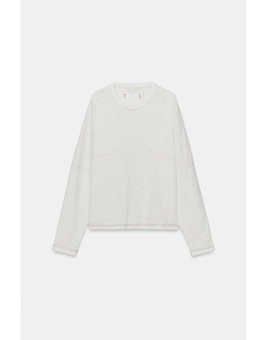 자라 코튼 스티치 라운드넥 긴팔 티셔츠 6912/632/251 OYSTER-WHITE
