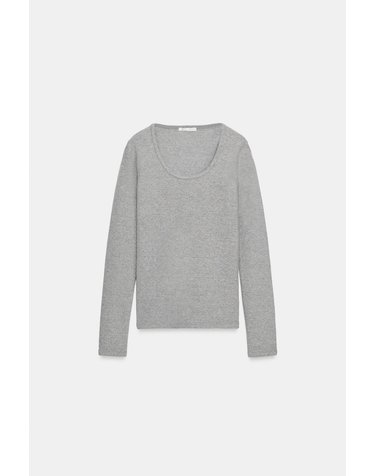 자라 슬림핏 골지 크루넥 긴팔 티셔츠 3641/825/803 GREY MARL