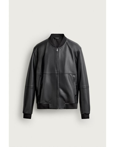 자라 레더 이펙트 릴렉스핏 봄버 자켓 6318/606/800 BLACK