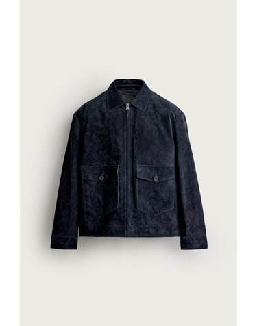 자라 레귤러핏 스웨이드 레더 자켓 8281/333/422 DARK NAVY
