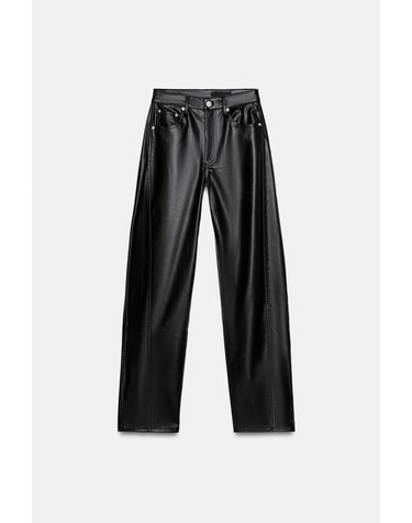 자라 릴렉스핏 레더 이펙트 앵클 팬츠 3581/242/800 BLACK