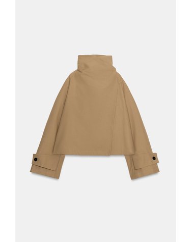 자라 코튼 하이넥 숏 트렌치 코트 3811/257/710 BEIGE