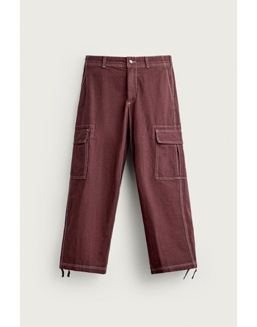 자라 릴렉스핏 스티칭 카고 팬츠 0122/407/606 BURGUNDY