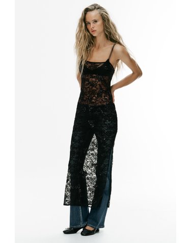 자라 글리터 레이스 스트랩 원피스 5063/839/800 BLACK