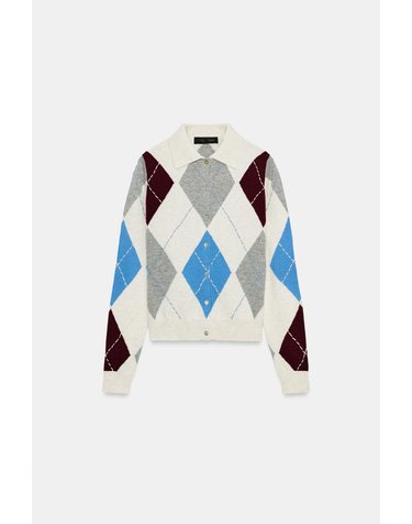 자라 아가일 폴로 칼라 니트 가디건 3920/165/330 MULTICOLOURED