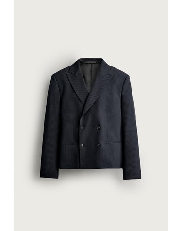 자라 크롭 핀스트라이프 수트 블레이저 4675/627/401 NAVY BLUE