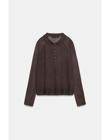 자라 폴로 칼라 버튼 니트 스웨터 1509/101/700 BROWN