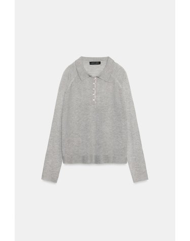 자라 폴로 칼라 버튼 니트 스웨터 1509/102/812 GREY MARL