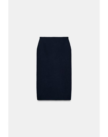 자라 밴딩 니트 미디 스커트 2142/031/401 NAVY BLUE