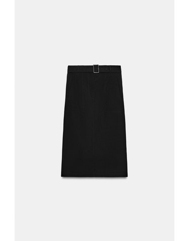 자라 벨트 카고 미디 스커트 2507/252/800 BLACK