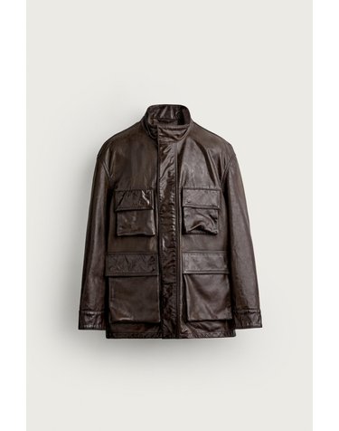 자라 유틸리티 포켓 나파 레더 자켓 4416/409/700 BROWN