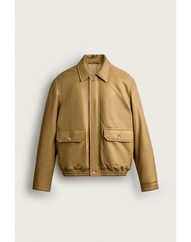 자라 릴렉스핏 패딩 나파 레더 자켓 4416/276/703 OCHRE