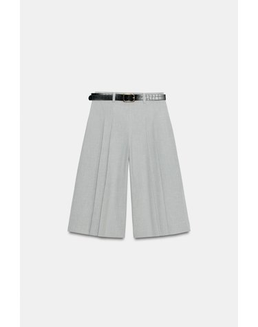 자라 플리츠 와이드 벨트 버뮤다 팬츠 7971/593/802 GREY