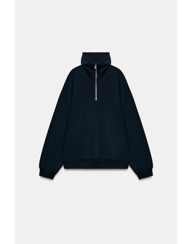 자라 하프집업 오버사이즈 맨투맨 2335/644/401 NAVY BLUE