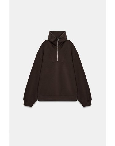 자라 하프집업 오버사이즈 맨투맨 2335/644/667 DARK AUBERGINE