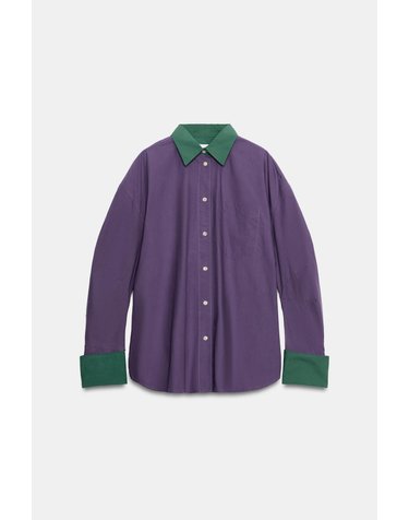 자라 배색 칼라 패치포켓 포플린 셔츠 4764/100/629 LILAC