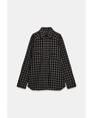 자라 오버사이즈 체크 포플린 긴팔 셔츠 7724/240/056 BLACK/ORANGE