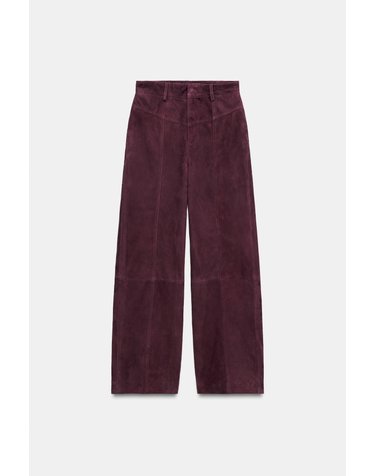 자라 스웨이드 레더 와이드 포켓 팬츠 1966/250/605 BURGUNDY
