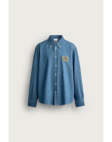 자라 그래픽 자수 릴렉스핏 데님 셔츠 6124/355/427 MID-BLUE