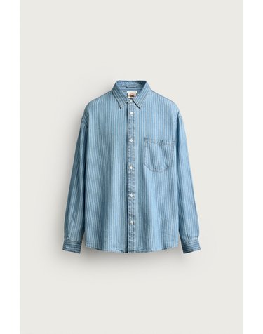 자라 스트라이프 워시드 긴팔 데님 셔츠 6987/355/406 LIGHT BLUE