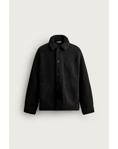 자라 퍼 효과 릴렉스핏 포켓 오버셔츠 1248/310/800 BLACK