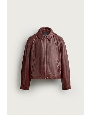 자라 크롭핏 레더 자켓 4720/800/641 DARK RED